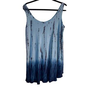 Blue Tie-Dye Sleeveless Flowy Tank Top M  For Women